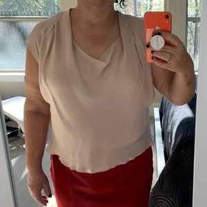 Escada Beautifully Draped Blush Silk Blouse